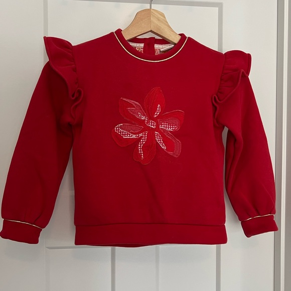 Ted Baker: Girls Red Sweater with Appliqué Flower Detail: Size 4-5 years - Picture 2 of 9